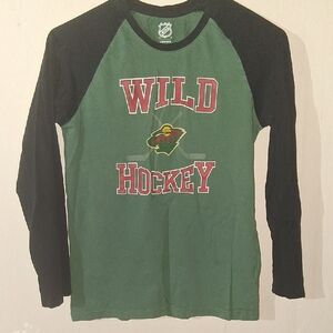 NHL Minnesota Wild Green & Black Long Sleeve Raglan Tee
